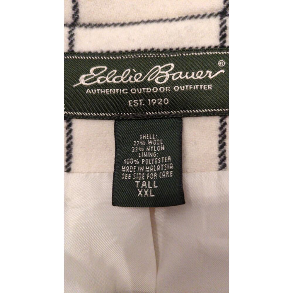 Eddie Bauer Womens Wool Peacoat Cream & Black Plaid, XXL Tall, Pockets, Classic - Picture 5 of 8